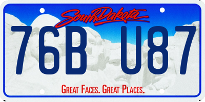 SD license plate 76BU87
