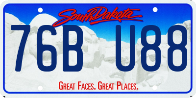 SD license plate 76BU88
