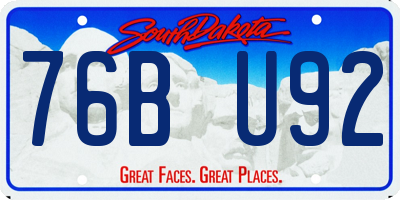 SD license plate 76BU92