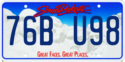 SD license plate 76BU98