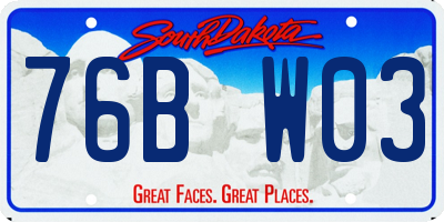 SD license plate 76BW03