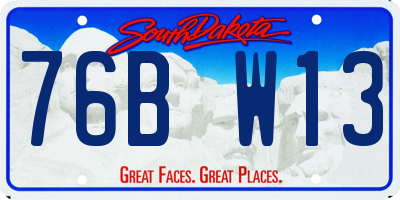 SD license plate 76BW13