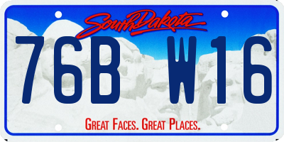 SD license plate 76BW16