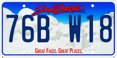 SD license plate 76BW18