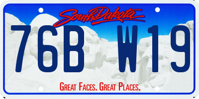 SD license plate 76BW19
