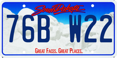 SD license plate 76BW22