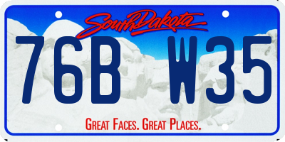 SD license plate 76BW35