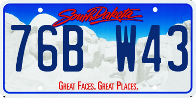SD license plate 76BW43