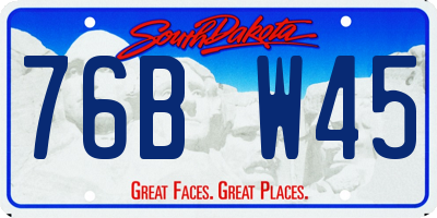SD license plate 76BW45