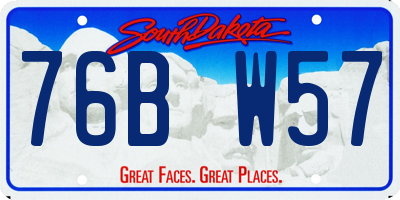 SD license plate 76BW57