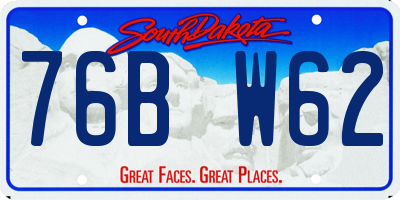 SD license plate 76BW62