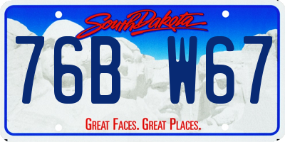 SD license plate 76BW67