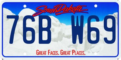 SD license plate 76BW69