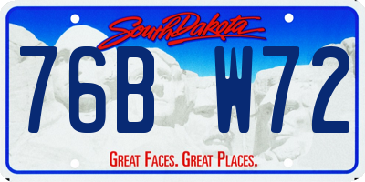 SD license plate 76BW72