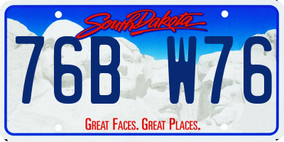 SD license plate 76BW76