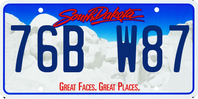 SD license plate 76BW87