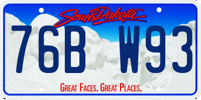 SD license plate 76BW93