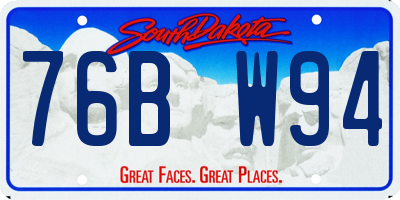 SD license plate 76BW94