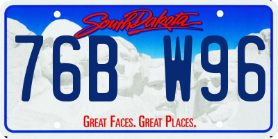 SD license plate 76BW96
