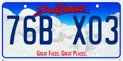 SD license plate 76BX03