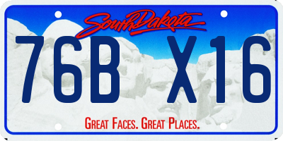 SD license plate 76BX16