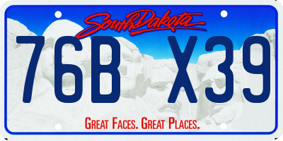 SD license plate 76BX39