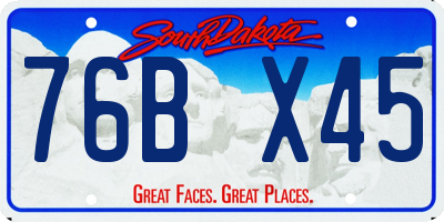 SD license plate 76BX45