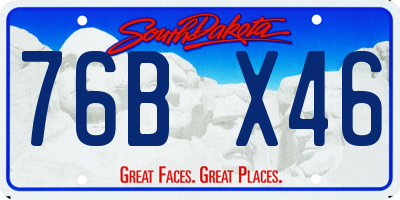 SD license plate 76BX46