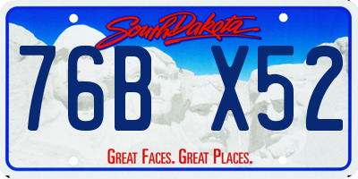 SD license plate 76BX52