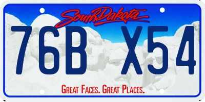 SD license plate 76BX54