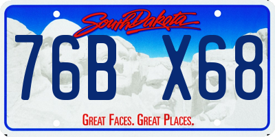 SD license plate 76BX68