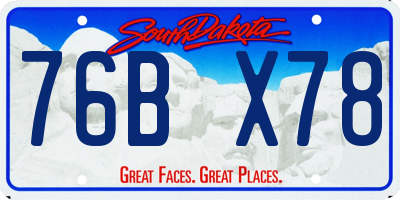 SD license plate 76BX78