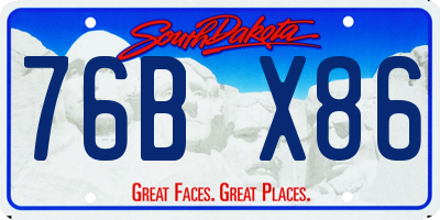 SD license plate 76BX86