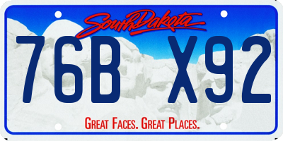 SD license plate 76BX92