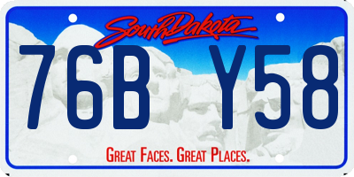 SD license plate 76BY58