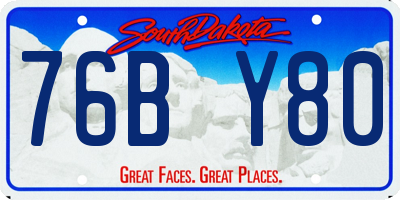 SD license plate 76BY80