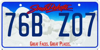 SD license plate 76BZ07