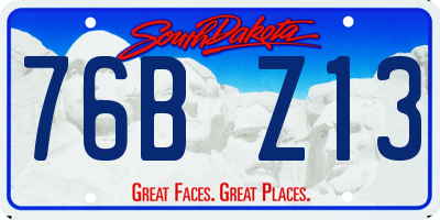 SD license plate 76BZ13