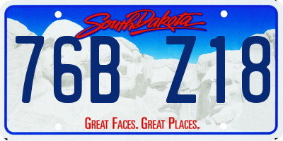 SD license plate 76BZ18