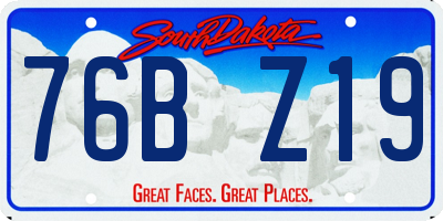 SD license plate 76BZ19