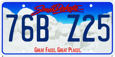 SD license plate 76BZ25