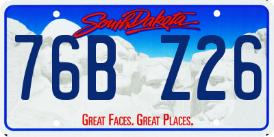 SD license plate 76BZ26