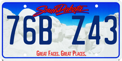 SD license plate 76BZ43