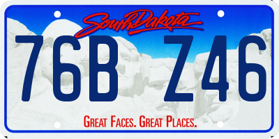 SD license plate 76BZ46