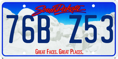 SD license plate 76BZ53