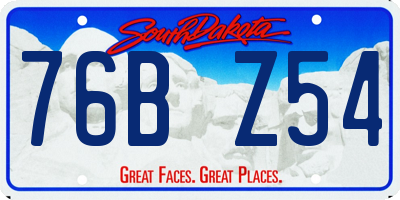 SD license plate 76BZ54