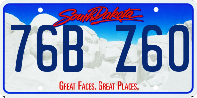 SD license plate 76BZ60
