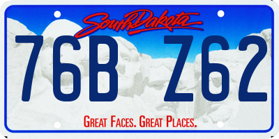 SD license plate 76BZ62