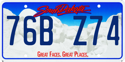 SD license plate 76BZ74