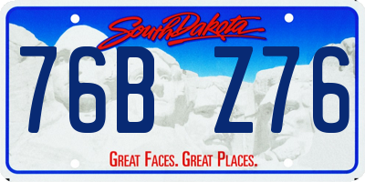 SD license plate 76BZ76